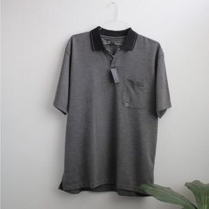 NWT MENS Van Heusen Gray and Black Polo Sz: L